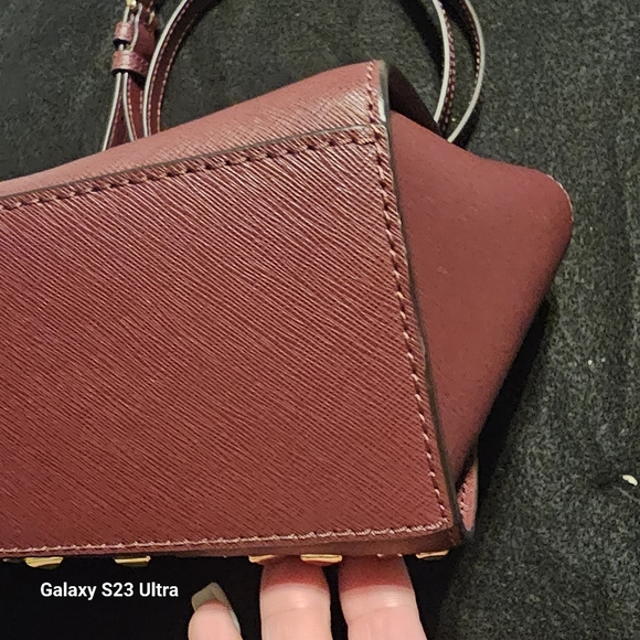 Michael Kors Maroon Selma Saffiano Leather Crossbody Bag - Picture 5 of 16